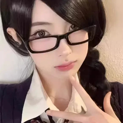 Black Amber VintageY2K Frame Glasses for Women Small Square Eyeglass