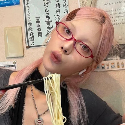 New Retro Blue Green Oval Small Frame Glasses Frame Women's Anti Blue Light Glasses Fashion Y2K Square Eyeglasses Frame