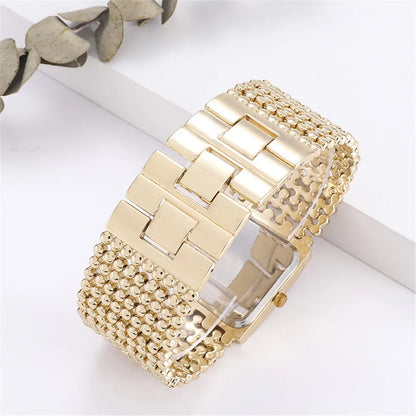 Simple Square Gold Ladies Watch Fashion Classic Alloy Diamond Bracelet Ladies Watch Gold Silver Diamond Scale Dial Quartz Reloje