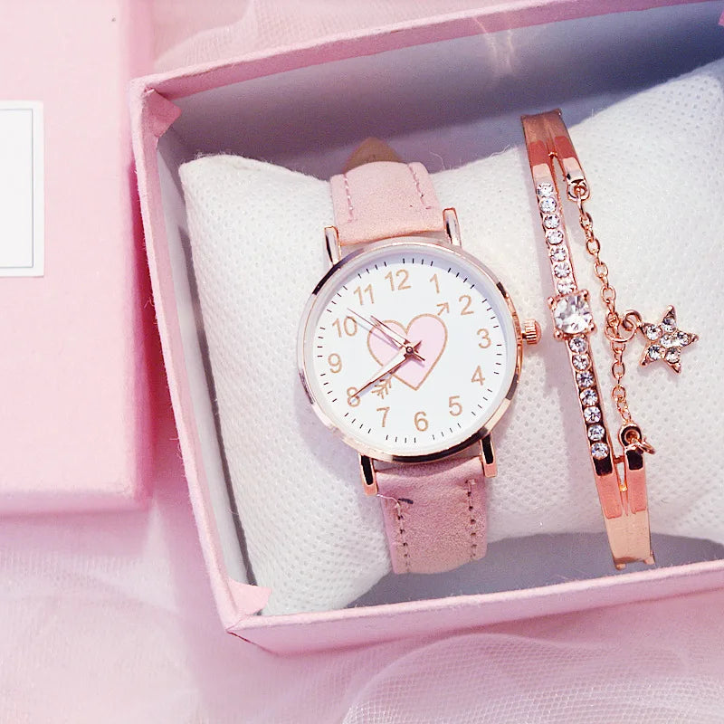 New Cute Heart-shaped Dial Children's Female Watch