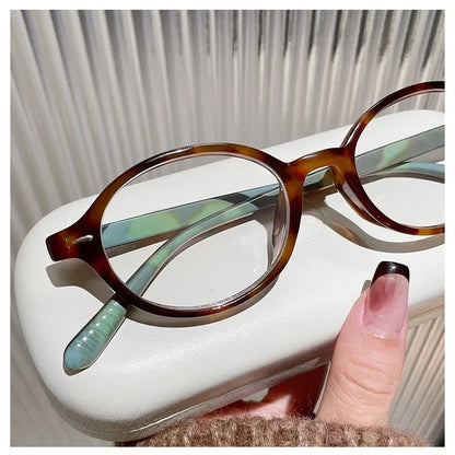 Y2K Retro Blue Green Oval Small Frame Glasses Frame Women's Anti Blue Light Glasses 2023 Fashion Style Eyeglasses Frame Eyewear