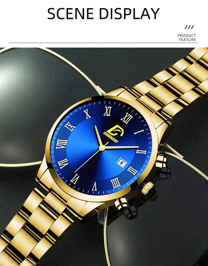 Fashion Mens Gold Watches Luxury Minimalist Quartz Wrist Watch