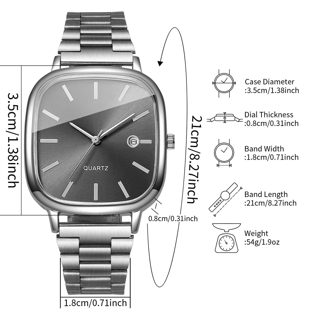 Fashion Square Men Calendar Quartz Watch（Without Box）