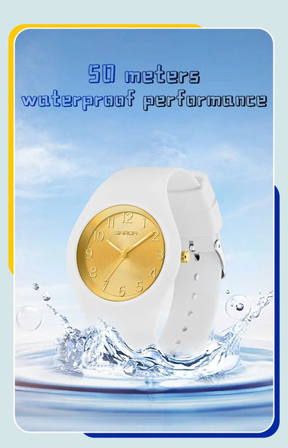 SANDA 6186 Fashion Teenagers Silicone Strap Quartz Watch