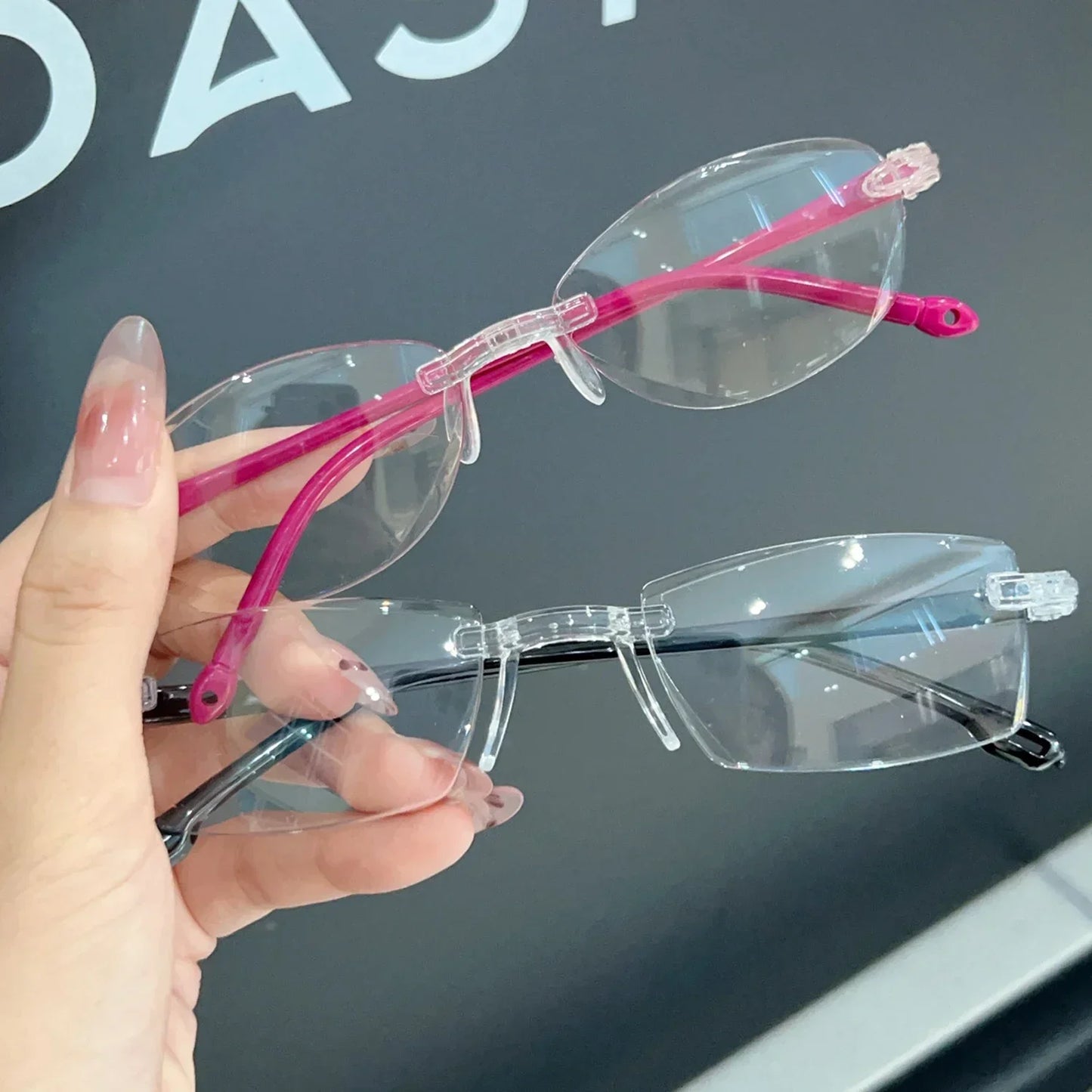 Retro Narrow-frame Glasses Women Anti-Blue Light Rimless Y2K Square Harajuku Eyewear Decorative Computer Eyeglasses Accessories
