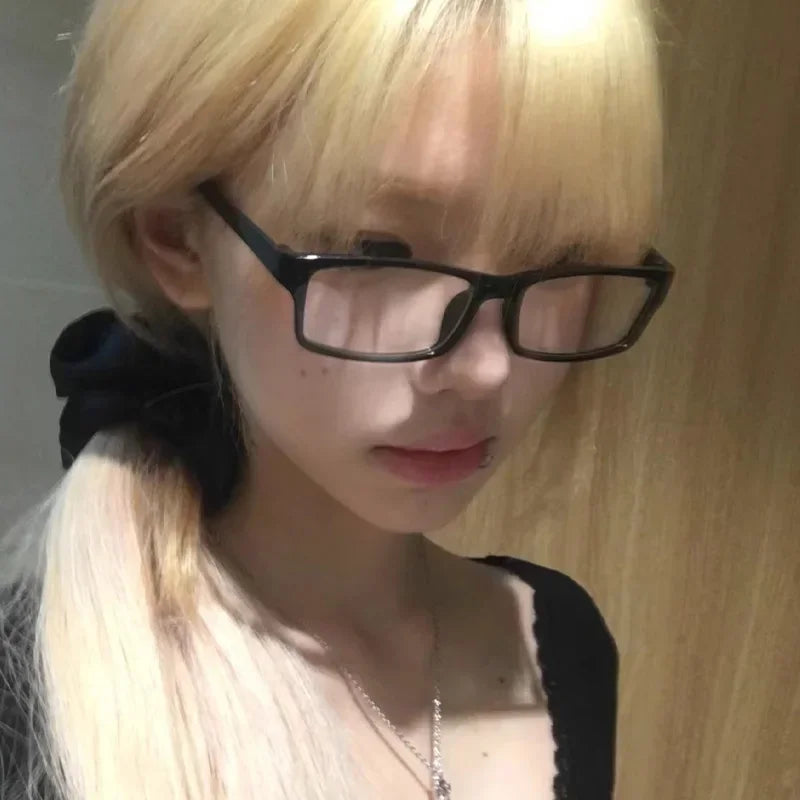 Black Amber VintageY2K Frame Glasses for Women Small Square Eyeglass