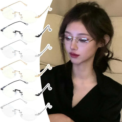 New Trendy Anti-blue Light Vintage Frameless Square Eyeglasses for Women Girls Blue Light Blocking Glasses Eyewear Accessories