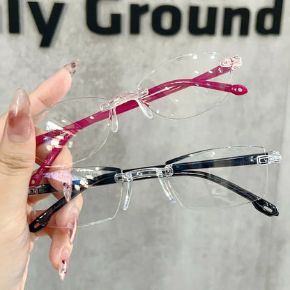 Retro Narrow-frame Glasses Women Anti-Blue Light Rimless Y2K Square Harajuku Eyewear Decorative Computer Eyeglasses Accessories