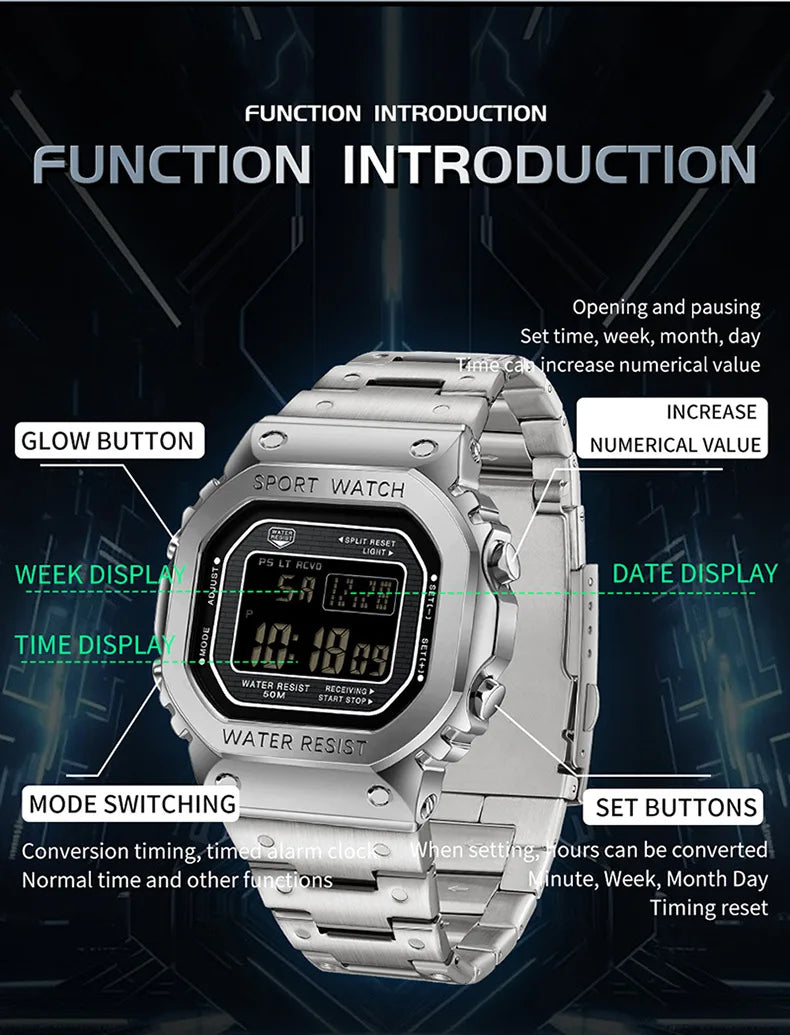 SANDA 2162 Men Electronic Watch Multifunctional Wristwatch