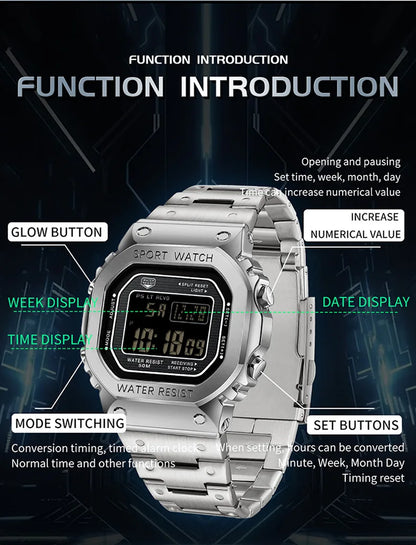 SANDA 2162 Men Electronic Watch Multifunctional Wristwatch