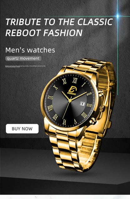 Fashion Mens Gold Watches Luxury Minimalist Quartz Wrist Watch