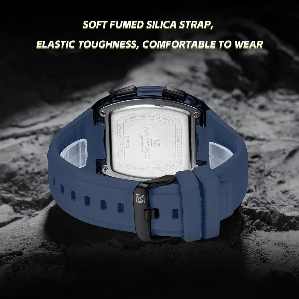 Naviforce 6106 Man Watch Clocks Outdoor Casual Sports LCD Digital Electronic Waterproof watch