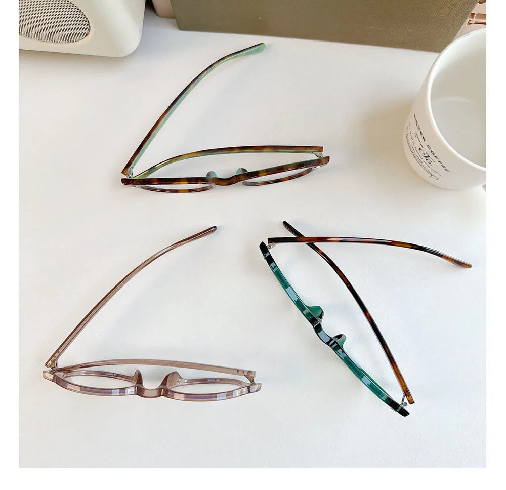 Y2K Retro Blue Green Oval Small Frame Glasses Frame Women's Anti Blue Light Glasses 2023 Fashion Style Eyeglasses Frame Eyewear