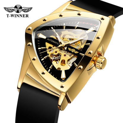 Winner 395R Silicone Sport Men's Luminous Watches Skeleton Automatic Mechanical Watch