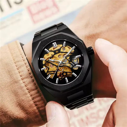 Forsining 344D  Luxury  Hollow Automatic Mechanical Watch Men Luminous Foreign Trade Cross-border Tide Waterproof Watches
