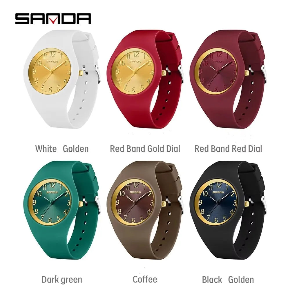 SANDA 6186 Fashion Teenagers Silicone Strap Quartz Watch