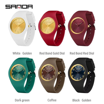 SANDA 6186 Fashion Teenagers Silicone Strap Quartz Watch
