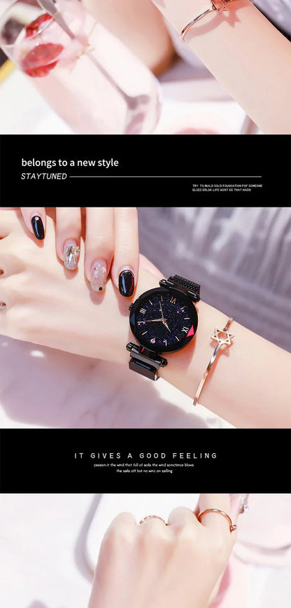 Luxury Starry Sky Women Watches Magnetic Mesh Belt Band Watch Women's Fashion Dress Wristwatch Zegarek Damski Reloj Mujer
