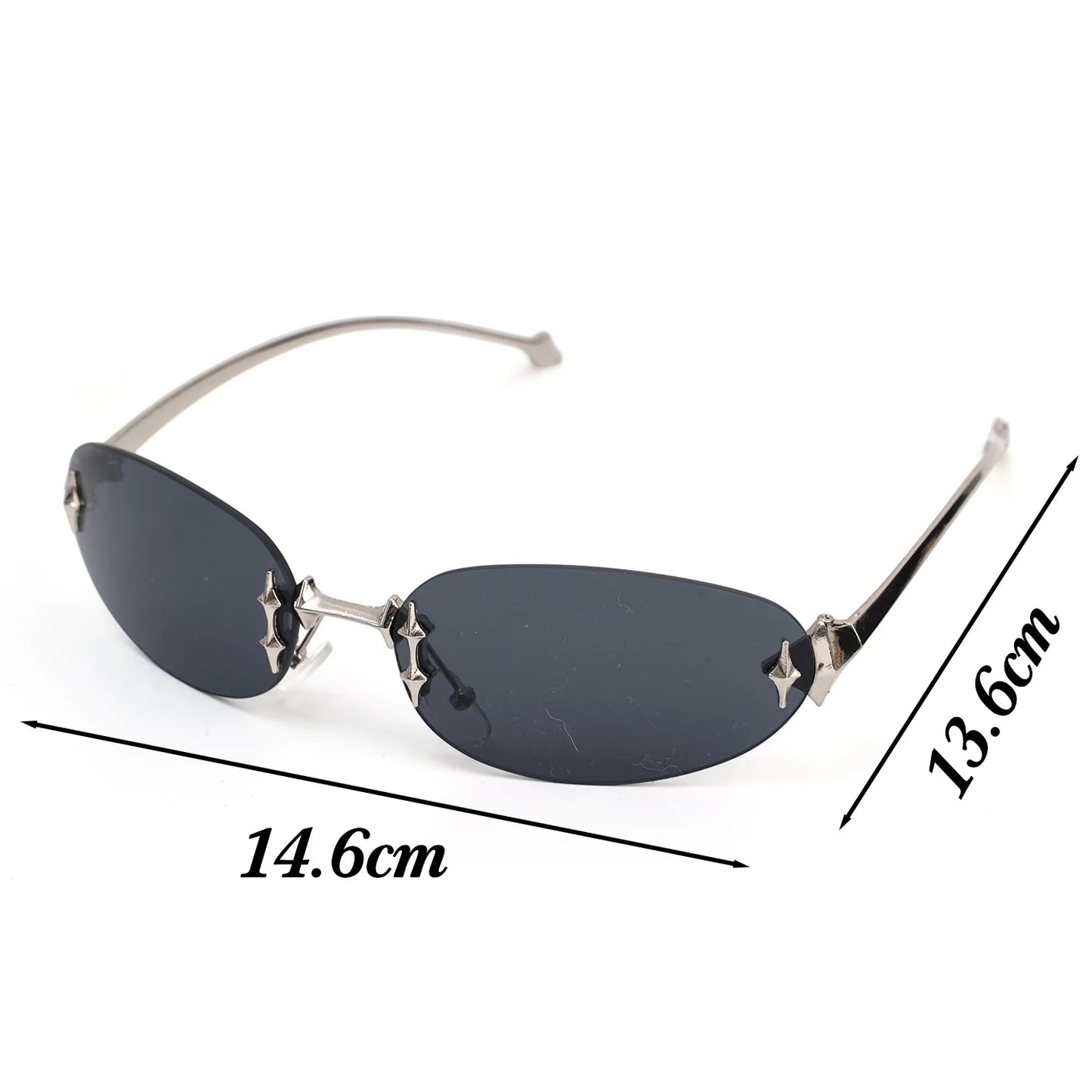 2026 Fashion Rimless Sunglass for Women Men Vintage Star Shaped Small Oval Frameless Y2K Blue Light Blocking Glasses Daily Wear