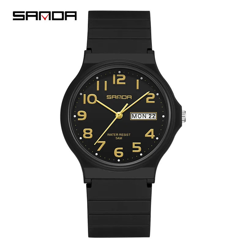 SANDA 9072 Quartz Watch Calendar Light  Weight Minimalism Ladies Women Wristwatches