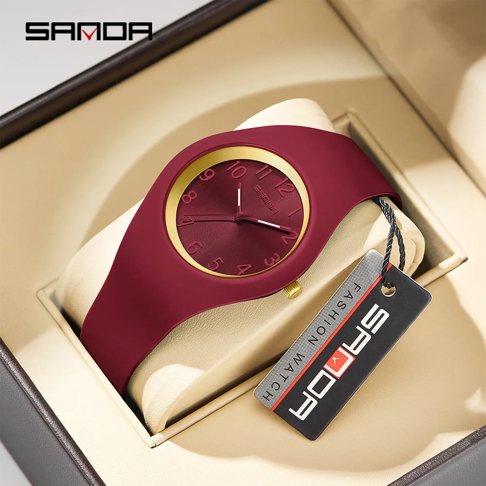 SANDA 6186 Fashion Teenagers Silicone Strap Quartz Watch