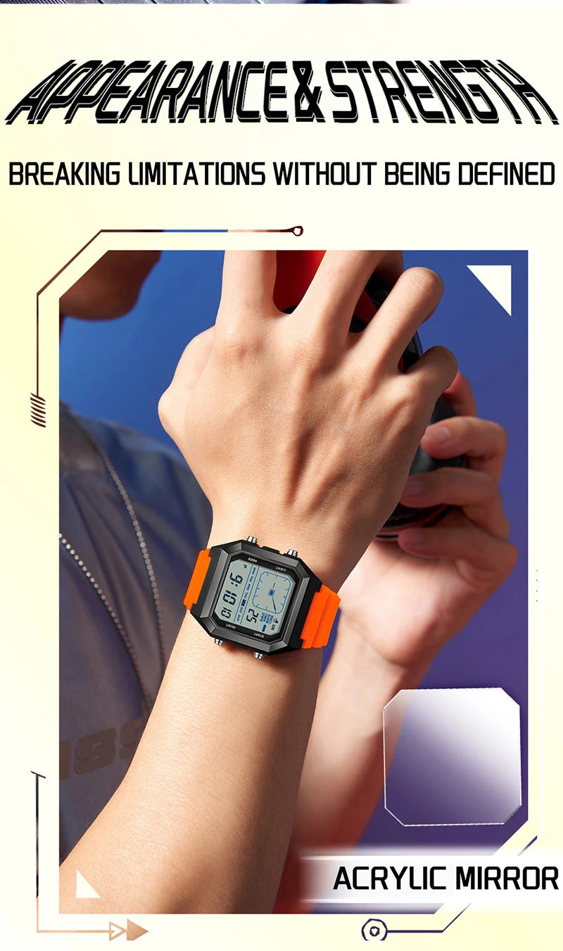 SANDA 6307 Sports Alarm Electronic Watch Digital Watches for Man Women Boys