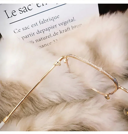 Anti Blue Light Reading Glasses Women Fashion Glitter Anti Blue Light Presbyopic Eyeglasses Frame Oversize Metal Eyewear óculos