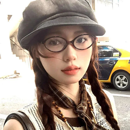 1/2pcs New Women Leopard Y2K Retro Oval Frame Glasses Sweet Cool Eyewear