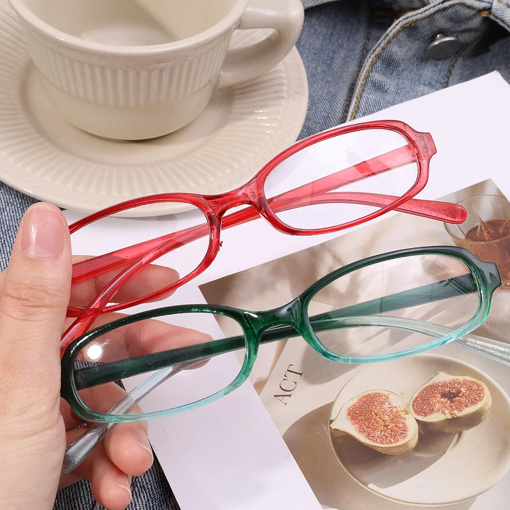 New Retro Blue Green Oval Small Frame Glasses Frame Women's Anti Blue Light Glasses Fashion Y2K Square Eyeglasses Frame