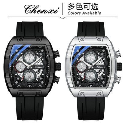 CHENXI 941 Sport Multifunction Military Men Silicone Quartz Wristwatch