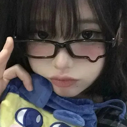 Fashion Anime Y2K Teardrop Cosplay Glasses Unisex No Lenses Eyeglass Japanese Costume Props Spectacles Retro Eyewear Accessories