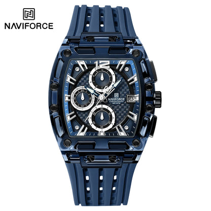 Naviforce 7105 Casual New Chronograph Mul-tifunction Watches Sports Silicone Man Transparent Case Wristwatch